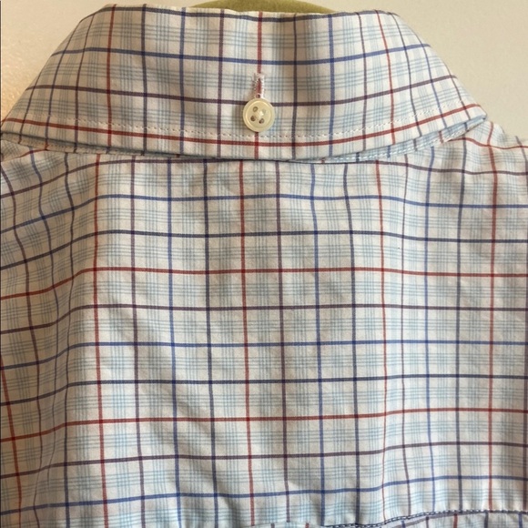 Classic Men's Plaid Long Sleeve Button Down Shirt, White and Blue and Red - Picture 4 of 5